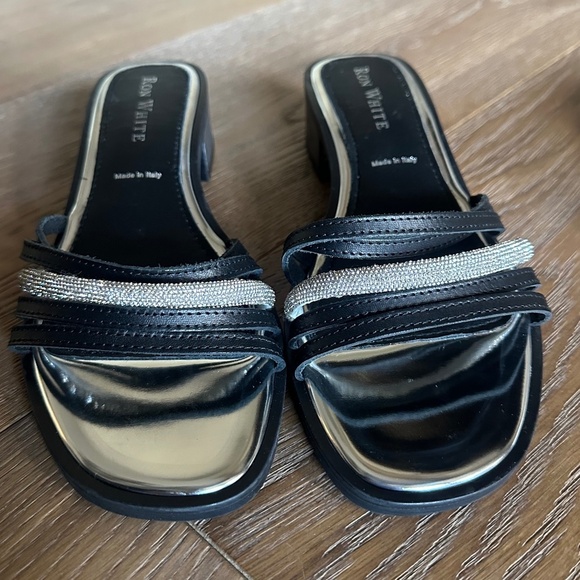 RON WHITE Vega Rhinestone Slide Sandal In Onyx Silver - Picture 4 of 15